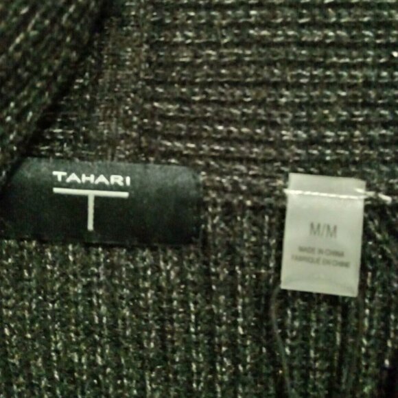 NEW T Tahari Long black cardigan with open front and long sleeves size M - Picture 2 of 4